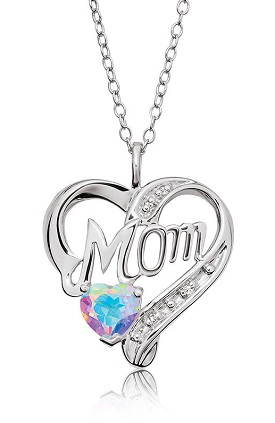 Mom Blue Magic Topaz & Diamond Heart Pendant